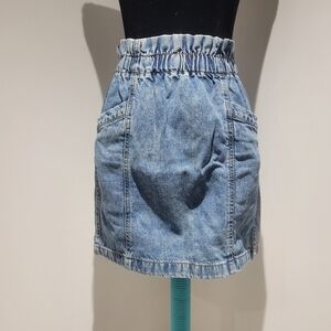 Dynamite Women's Cotton High Elastic Waist Casual Denim Mini Skirt Size XS Blue